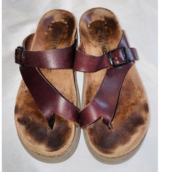 Mephisto Helen‎ Toe Loop Sandal - Women's Size 37 (US 6.5) - In Brown Leather - Picture 1 of 12